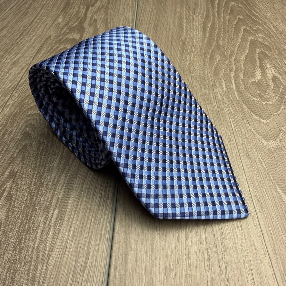 Michael Kors Mens Tie Silk Gingham‎ Check Blue OS